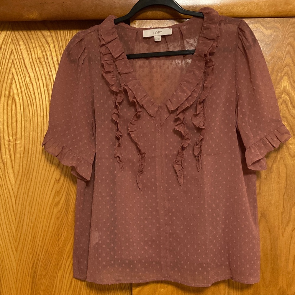 LOFT Women's Dusty Rose Ruffle Blouse